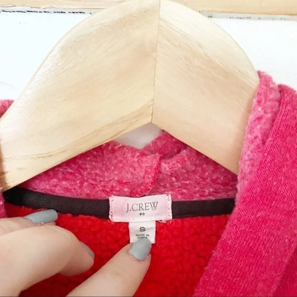 J.Crew coral color fleece inside hooded zip up S